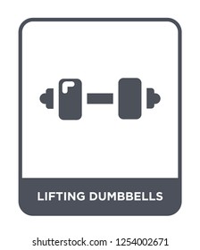 lifting dumbbells icon vector on white background, lifting dumbbells trendy filled icons from Gym and fitness collection, lifting dumbbells simple element illustration