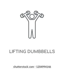 Lifting Dumbbells linear icon. Lifting Dumbbells concept stroke symbol design. Thin graphic elements vector illustration, outline pattern on a white background, eps 10.
