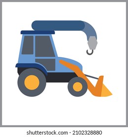 Lifting equipment cargo transportation and construction machinery flat icon isolated vector illustration