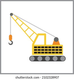 Lifting equipment cargo transportation and construction machinery flat icon isolated vector illustration