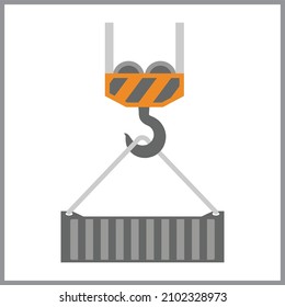 Lifting equipment cargo transportation and construction machinery flat icon isolated vector illustration