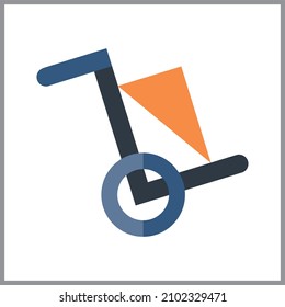 Lifting equipment cargo transportation and construction machinery flat icon isolated vector illustration