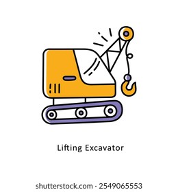 Lifting Excavator Vector Filled Outline icons style illustration. EPS 10 File