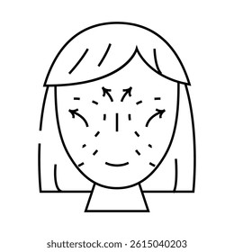 lifting face skin line icon vector. lifting face skin sign. isolated contour symbol black illustration