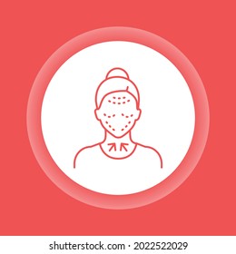 Lifting female face color button icon. Cosmetic surgery. Facial rejuvenation. Isolated vector element. Outline pictogram for web page, mobile app, promo.