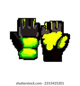 lifting fitness gloves game pixel art retro vector. bit lifting fitness gloves. old vintage illustration