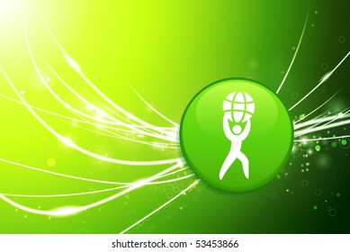 Botón de globo de elevación sobre fondo de luz abstracta verde Ilustración original