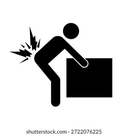Lifting Hazard Black Symbol, Vektorgrafik, einzeln auf weißem Hintergrund. EPS10