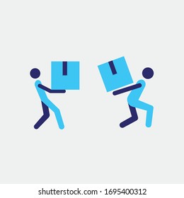 elevación de un icono vectorial de caja pesada portador