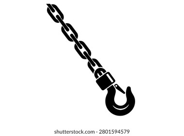 Lifting Hook Attached to a Metal Chain Isolated on a White Background