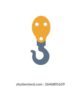 Bloque de gancho y grúa de elevación. Ilustración sobre fondo blanco para gráfico y Diseño web.