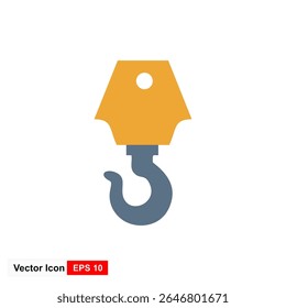 Gancho de elevação e bloco de guindaste. Ilustração sobre fundo branco para design gráfico e web.