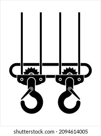 Lifting Hook Icon, Hoist Crane Heavy Weight Lifting Hook Vector Art Illustration