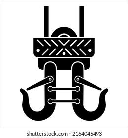 Lifting Hook Icon, Hoist Crane Heavy Weight Lifting Hook Vector Art Illustration