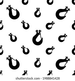 Lifting Hook Icon Seamless Pattern, Hoist Crane Heavy Weight Lifting Hook Vector Art Illustration