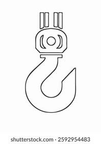 lifting hook, industrial hook, heavy-duty hook, crane hook, lifting equipment, safety equipment, engineering drawing, technical drawing, vector graphics, line art