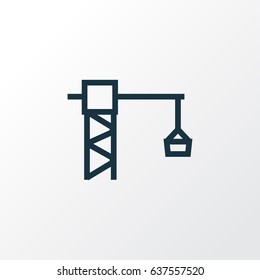 Lifting Hook Outline Symbol. Premium Quality Isolated Tower Crane Element In Trendy Style.