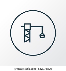 Lifting Hook Outline Symbol. Premium Quality Isolated Tower Crane Element In Trendy Style.