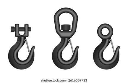 lifting hook set vector illustration isolated on white background.