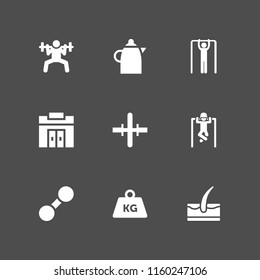 lifting icon. 9 lifting set with skin, weight tool, weightlifting and gym vector icons for web and mobile app