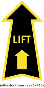 Lifting instruction arrow sign and labels