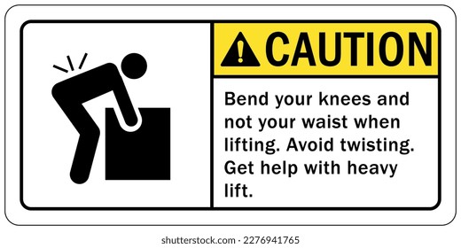 Lifting instruction sign and labels