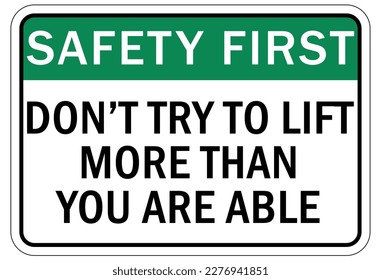 Lifting instruction sign and labels