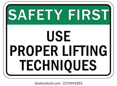 Lifting instruction sign and labels