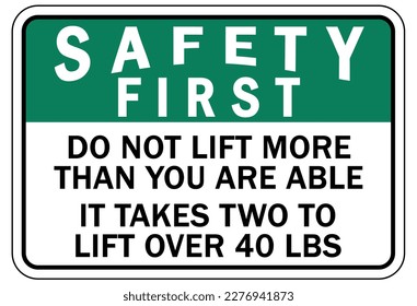 Lifting instruction sign and labels