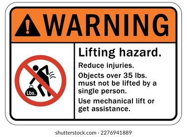 Lifting instruction sign and labels