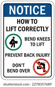 Lifting instruction sign and labels