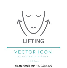 Lifting Line Icon. Anti-Age Lifting Cosmetic Vector Symbol.