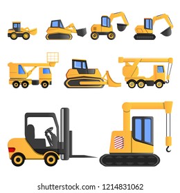 Lifting machine icon set. Cartoon set of lifting machine vector icons for web design