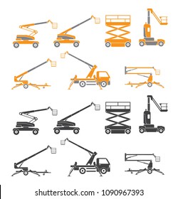 Lifting machine icons set. Two versions. Vector. Illustration