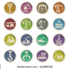 lifting machines web icons on color paper labels