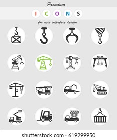 lifting machines web icons for user interface design