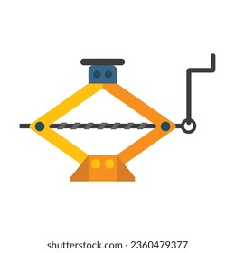Lifting mechanical jack vector. Tool for lifting machine and heavy objects. Multicolored flat vector icon representing construction tools concept isolated on white background