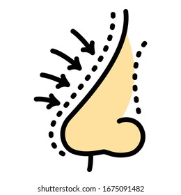 Icono de la nariz de elevación. Icono de vector de elevación de contorno para diseño web aislado en fondo blanco