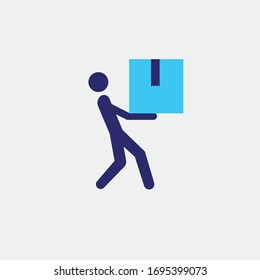 lifting package box vector icon parcel heavy