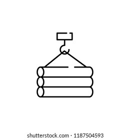 lifting of pipes icon. Element of construction for mobile concept and web apps illustration. Thin line icon for website design and development, app development