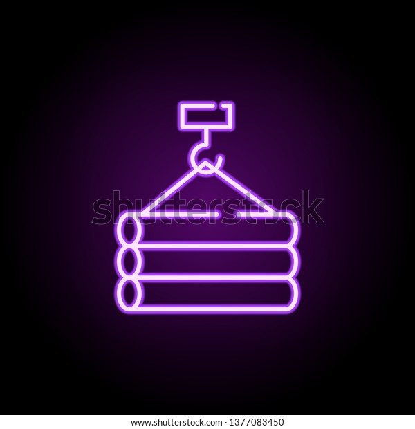 lifting\
of pipes neon icon. Elements of construction set. Simple icon for\
websites, web design, mobile app, info\
graphics