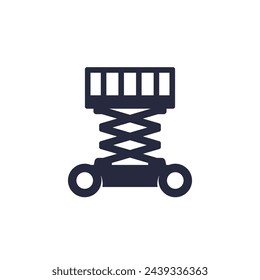 lifting platform icon, scissor lift pictogram on white