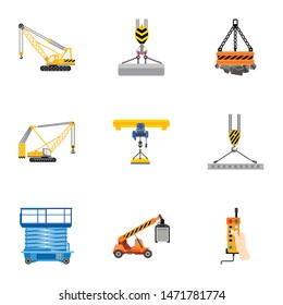 Lifting platform icon set. Flat set of 9 lifting platform vector icons for web design isolated on white background