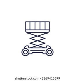 lifting platform line icon on white