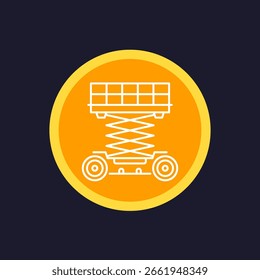 Icono de línea de plataforma de elevación, signo de Vector de elevación de tijera