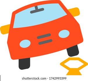 Lifting point jackstand symbol, Jacking up one side of the car concept vector Color Icon Design, Tire Shop and Auto Service Center Instruments on white background, 