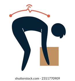 Lifting technique safe movement. Safety. Incorrect instruction for moving heavy packages for workers. Ergonomic movement for loading objects vector flat illustration