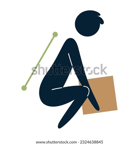Lifting technique safe movement. Safety. Correct instruction for moving heavy packages for workers. Ergonomic movement for loading objects vector flat illustration