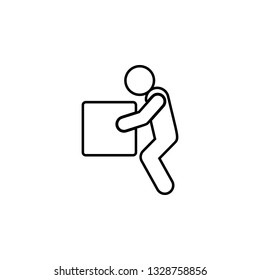 Lifting weights, box, man icon. Simple thin line, outline vector of universal icons for UI and UX, website or mobile application