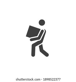 Lifting Weights, Box, Man Icon. Solid Style For Web Template And App. Lift, Back, Pain, Boy, Carry, Vector Illustration Design On White Background. Simple Glyph EPS 10